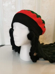 Cappello giamaicano con capelli unisex rosso giallo verde carnevale festa cappello divertente - Foto 1 di 19