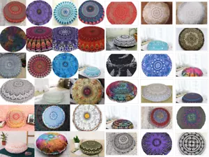 Indian Floor Pillow Cushion Cover Mandala Design 32" Large Round Cushion Cover - Picture 1 of 160