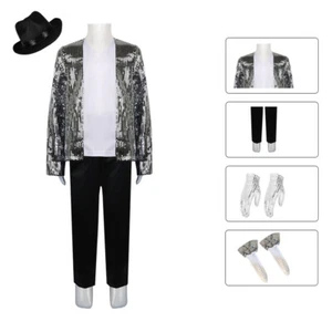 Deluxe Pailletten Jacke Outfit Michael Jackson Erwachsene Kostüm Party Halloween - Bild 1 von 13