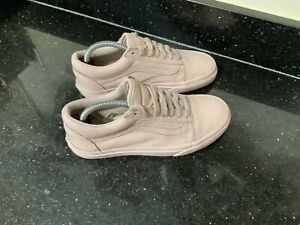 Old School Vans Pastel Pink Leather Trainers Sneakers Lace Up UK 3.5 US 6