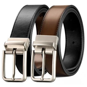Men Leather Reversible Belt 1 3/8" Casual Fashion Belt for Jeans & Dress Pants - Picture 1 of 7