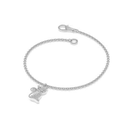 Round Cut Lab-Created CVD Diamond In 950 Platinum Women's Cat & Chain Bracelet - Image 1 of 4