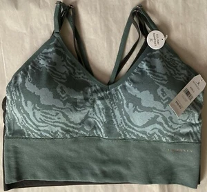 NWT DANSKIN INTIMATES 1 CHARCOAL 1 GREEN PRINT WIRE FREE BRA DS2145 LARGE $36 - Picture 1 of 2
