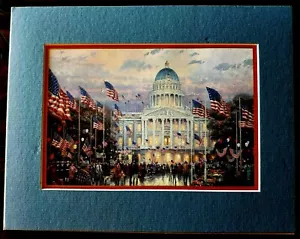 BELLISSIMA STAMPA OPACA 'BANDIERE SOPRA LA CAPITALE' 11X14 - THOMAS KINKADE - CON CERTIFICATO DI AUTENTICITÀ - Foto 1 di 5