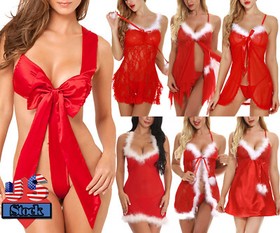 Christmas Sexy Lingerie XMAS Sleepwear Dress Santa Costume Underwear Nightwear