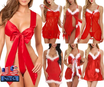 Lencería Sexy Navidad NAVIDAD Prendas para dormir Vestido Santa Disfraz Ropa interior Ropa de dormir Foto 1 de 4