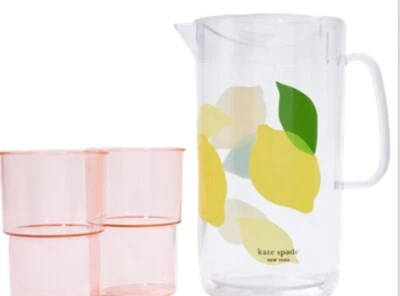 Juego de Jarra de Limón Kate Spade con 2 Tazas Soporte de Limonada Anfitriona Regalo Acrílico Foto 1 de 2