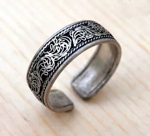 Anillo de Plata Tibetano Ajustable Nepal Amuleto Joyería Apilamiento Étnico Gitano Boho - Imagen 1 de 2