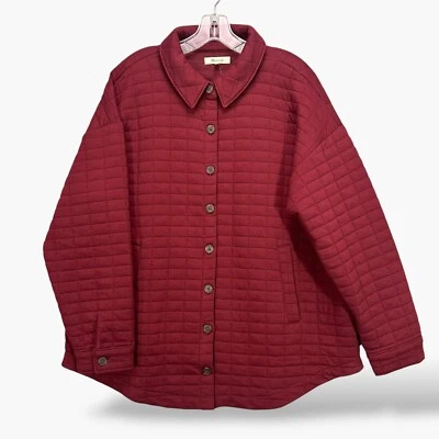 NUEVA Chaqueta Camisa Acolchada Madewell Para Mujer Granate Talla Grande Nueva con Etiquetas Tareas Granero Rojo Foto 1 de 4