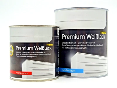 Premium Weißlack Decklack Lack wasserbasiert strapazierfähig für Holz Metall PVC - Bild 1 von 4