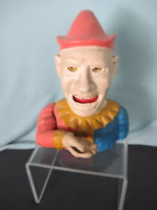Vintage Humpty Dumpty Clown mechanische Bank bemalt Gusseisen schwer funktioniert super! - Bild 1 von 6
