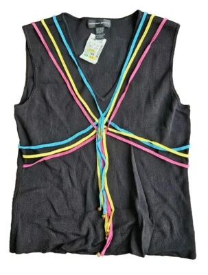 Top Spencer Jeremy para mujer tejido negro cuello en V sin mangas talla grande nuevo con etiquetas de colección Y2K Foto 1 de 4