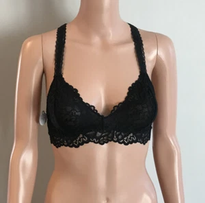 Xhilaration Reggiseno Pullover Donna Pizzo Racerback Bralette Nero XS - Foto 1 di 6