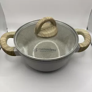 Casserole Pot 8” Masterclass Premium Cookware w/ Lid Beige Speck 2 Qt Fast Ship - Picture 1 of 9