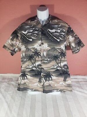 Camisa Tiki Hawaiana Surf Cabeza Diamante Barcos Estacionador Royal Creations De Colección L Foto 1 de 4