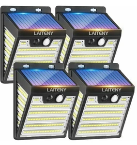 Solar Power Lights (4) Outdoor IP65 Waterproof, 120 LED Motion Sensors Security - Picture 1 of 8