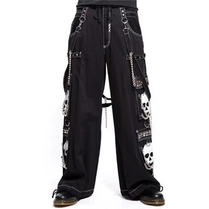 Puritues Men 's Super Skull Gothic Cyber Chain Punk Rock Pants - Picture 1 of 4