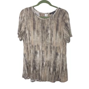 Lisa Rinna Wrap Blouse Shirt Women Medium Gray Multicolor Short Sleeve Stretch - Picture 1 of 7