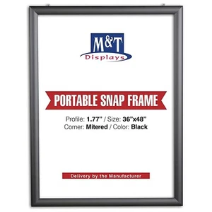 Portable Snap Poster Frame 1.77" Aluminum Front Loading Wall Mount 36x48 Black - Picture 1 of 1