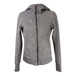 Lululemon Hoodie 2 Womens Gray/Black Scuba Full Zip Cotton Regular Heathered - Picture 1 of 6