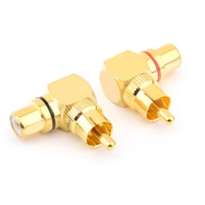 2*90 Degree RCA Phono Adapter Connector RCA Right Angle Male to Female Connector - Picture 1 of 6