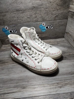 Zapatos Aldo Para Mujer Mavrina Zapatillas Deportivas Con Cordones Cremallera Blanco Parte Superior Alta Cuero Foto 1 de 4