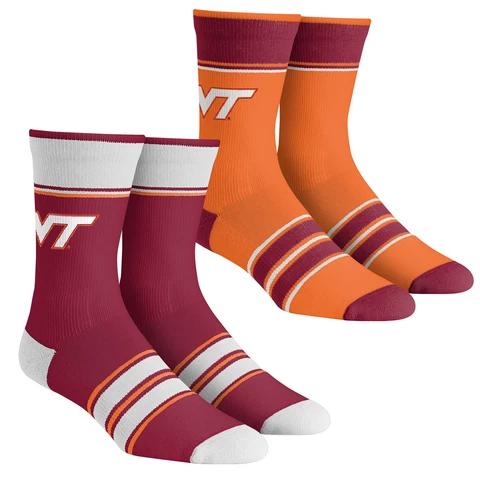 Youth Rock Em Socks Virginia Tech Hokies Multi-Stripe 2-Pack Team Crew Sock Set Cover