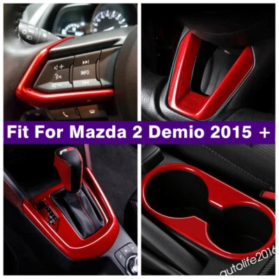 Accesorios interiores rojos portavasos de agua cubierta embellecedor para Mazda 2 Demio 2015-2021 Foto 1 de 4