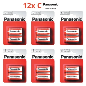 Batterie 12 x dimensioni C Panasonic zinco C resistenti 14G, R14P, 1235, C batteria alla rinfusa - Foto 1 di 3