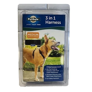 Petsafe 3 in 1 Geschirr Größe Medium Farbe schwarz ohne Ziehen + Autosicherheits-Rückhaltesystem - Bild 1 von 8