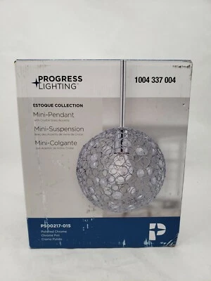 Mini colgante Progress Lighting Estoque cromo pulido 1 luz con cristal de cristal Foto 1 de 4