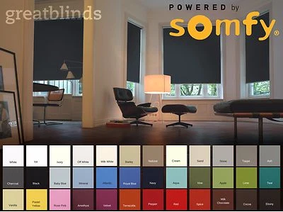 Somfy Electric Blackout Roller Blinds with Remote Control - Fast Delivery - Image 1 of 4