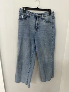 Wild Fable High Rise Skater Women's Jeans Size 14 Raw Hem Medium Wash Stretch - Picture 1 of 7