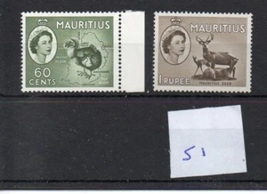 Mauritius  (51)  1953 - Definitive 60c & 1 Rupee - mint  - SG Cat £10 - Picture 1 of 1