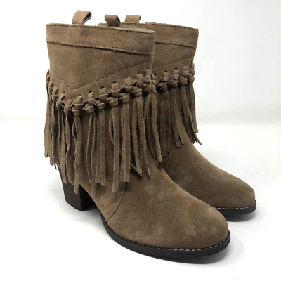 Sbicca Sound Boot Womens 7.5 Charcoal Gray Western Fringe Suede Leather - Image 1 of 4