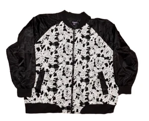Giacca bomber donna Roamans nero ricamato floreale taglia 1X 22/24 - Foto 1 di 6