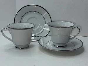 Noritake SPECTRUM #2983 Fine China Set of 2 ~ Footed Coffee Tea Cups & Saucers - Picture 1 of 5