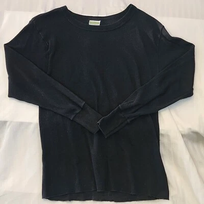 Merona Black Long Sleeve Thermal Waffle Knit Shirt Men Size L Skater Grunge - Image 1 of 4