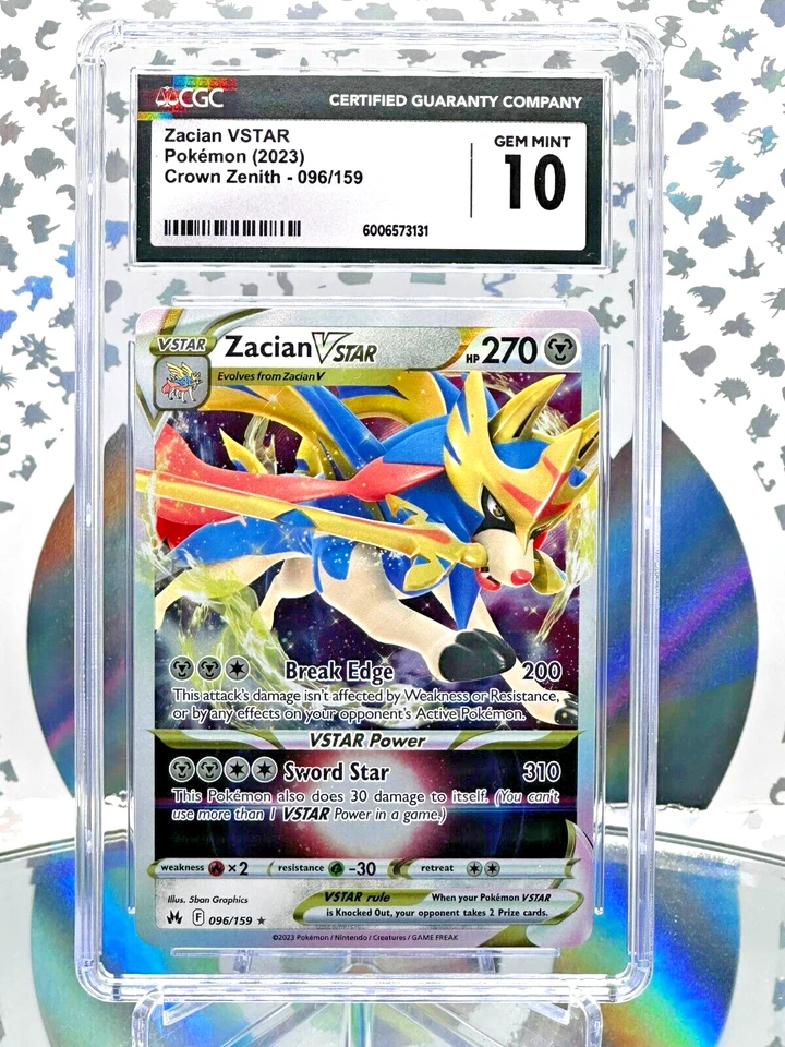 CGC 10 Zacian VSTAR 096/159 Crown Zenith Full Art Double Rare Pokemon Card - Image 1 of 1