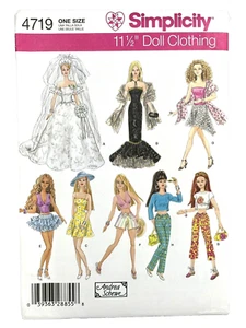 NEW Barbie 11 1/2" Doll Fashion Clothes Sewing Pattern Simplicity #4719 UNCUT - Picture 1 of 3