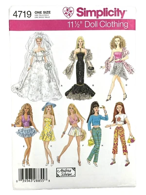 NEW Barbie 11 1/2" Doll Fashion Clothes Sewing Pattern Simplicity #4719 UNCUT - Image 1 of 3