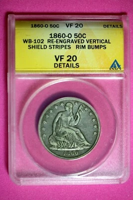 1860 O ANACS VF20 Details Seated Liberty Half Dollar #B29056 - Image 1 of 2