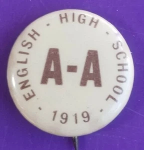 1919 English high school pin back A A (Newark, NJ) - Picture 1 of 2