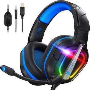 Fachixy FC200 PC Gaming Headset For PS4 PS5 Xbox One W/ Mic RGB Light 3.5mm Jack - Picture 1 of 9