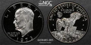 1973 S Eisenhower IKE SILVER $1 Dollar PF69 CAMEO NGC Photo Vision® 3108 - Picture 1 of 3