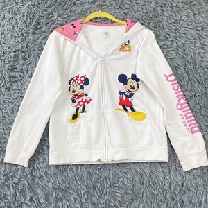 Disney Parks 2020 Zip Embroidered Mickey Minnie Hoodie Sweatshirt Size Youth Lrg - Picture 1 of 11
