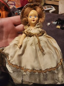 Nancy Ann Story Book Puppe 7 groß hellblonde Haare gold weiß Kleid Vintage - Bild 1 von 15
