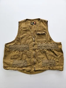 Vintage 1960s Bullseye Bill Duck Cloth Cotton Hunting Vest Talon Zipper XL - Picture 1 of 7