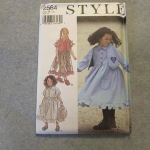 Vintage Style 2564 Mädchen Kleid & Weste Schnittmuster Größe 3-8 UNGESCHNITTEN - Bild 1 von 6