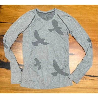 Camisa Oiselle Flyte Flyout Bird Manga Larga Gris RunningTop 8 M Mediana  Foto 1 de 4